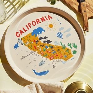 12” Round California Map Tray